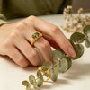 Strong Prong Setting Oval Cutt Zircon Shiny Green Red Stone Ring Stainless Steel Gold Plated Rings For Women - Image 4