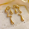 Golden Color Texture Weave Geometric Stud Earrings for Women Flat Square Triangle Stainless Steel Earring Party Jewelry - Image 11