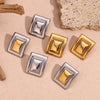 Miranda Stainless Steel Vintage Inspired Rectangular Earrings Both Gold And Silver Pvd Plated Texture Daily Jewel - Image 5