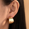 Stainless Steel Smooth Metal Chunky Dome Drop Earrings for Women Thick C-Shaped Hoop Earrings Punk Aesthetics Jewelry - Image 3