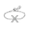 Silver 26 English Letters Adjustable Chain Finger Rings For Women Wedding Anniversary Jewelry - Image 18
