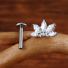 Titanium 16G Marquise Lotus CZ Flower Flat Back Stud Labret Tragus Helix Cartilage Conch Earring Piercing - Image 22