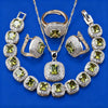 Square Cubic Zirconia Silver Wedding Jewelry Sets Earrings Necklace Bracelet Ring For Women Gift - Image 5