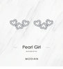 Modian 925 Sterling Silver Romantic Heart to Heart Ears Stud Earrings for Women Wedding Engagement Jewelry Valentine's Day Gifts