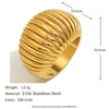 316L Stainless Steel Wide Ribbed Dome Shape Chunky Ring Gold Plated Pvd Jewelry For Women Daily Wear - Image 7