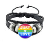 Lgbt Black Weave Leather Bracelet Bi Pride Glass Cabochon Gay Pride Rainbow Flag Photo Bangle Jewelry For Women Men Lovers Gift - Image 30