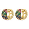 Brass Material Classic Golden Plated Punk Hip Hop Earrings Round Multi Color Set Aaacz Stone Couple Earrings - Image 5
