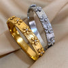 Stainless Steel Bubble Flower Bracelet with Rhinestones for Women Cuff Bangles Stackable Party Jewelry Accessories - Image 1