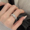 Silver Open Finger Ring Golden Enamel Donut Dazzling Geometric Punk For Women Jewelry Gift - Image 43