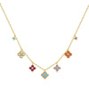 Silver Lucky Clover Four-Leaf Pendant Necklace for Women Colorful Flower Clavicle Chain Jewelry Gifts - Image 5