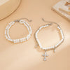 Cross Pendant Chain Sleek Pearl Chain Anklet Jeans Foot Chain Adjustable For Party Wear Casual Outfits Dressy Occasions - Image 1