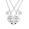2 Pcs/Set Daisy Not Sisters By Blood Heart Pendant Necklace Stainless Steel Friends Friendship Jewelry Gifts - Image 1