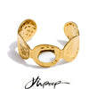 66mm Stainless Steel Hammer Metal Shell Cuff Bracelet Bangle Golden Pvd Plated Texture Wide Wrist Jewelry Gift - Image 1
