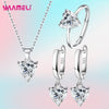 Silver Color Jewelry Gift Sets for Women Female Romantic Heart Zircon Huggie Earrings Pendant Necklace Ring - Image 9