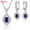 Silver Jewelry Sets Shining Clear Cubic Zircon Flower Pendant Necklace Earrings Chain Party Accessories - Image 1