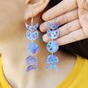 Kuguys 4 Colors Lunar Phase Moon Earrings for Women Acrylic Long Classic Jewelry Accessories - Image 1