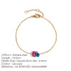 Simple Colored Zirconia Charm Bracelet Women's Oval Stainless Steel Bangle Jewelry - Image 15