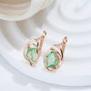 Geometric Light Green Stone Drop Earrings For Women Rose Gold Color Zircon Jewelry Accessories - Image 3