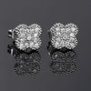 Lucky Clover Petal Earrings For Women Men hip-hop Iced Out Zirconia Blingbling Silver Color Stud Earings Jewelry -1 - Image 1