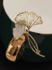 Retro Elegant Ginkgo Leaf Brooches For Women Rhinestone Flower Plant Lapel Pins Wedding Party Corsage De Luxe - Image 6