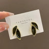 Korean Arrival Metal Fresh Lovely Sweet Grey Leaf Stud Earrings for Women Jewelry Gifts - Image 6