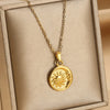 Sun Moon Coin Pendant Necklace For Women Cute Gold Color Stainless Steel Round Necklace Sweet Jewelry Her Gifts - Image 1