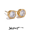 Shiny Cubic Zirconia Round Stud Earrings Stainless Steel Daily Jewelry Accessories - Image 1