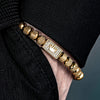 Adjustable Square Bead Bracelet in Black Silver-Tone or Gold-Tone - Image 1