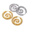 Stainless Steel Spiral Hoop Earrings Unusual Anti Allergic Metal Gold Color Jewelry Party Gift - Image 1