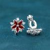 Female Small Red Zircon Stone Clip Earrings Charm Silver Color Wedding Jewelry For Women - Image 11