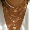 Vintage Punk Gold-plate Thick Chain Head Portrait Coin Pendant Necklace For Women Multilevel Geometric Hip Hop Jewelry - Image 2