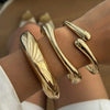 Stainless Steel Glossy Teardrop Cuff Bangle Set For Women Exaggerated Geometric Chunky Metal Bracelets Punk Rock Jewelry - Image 2
