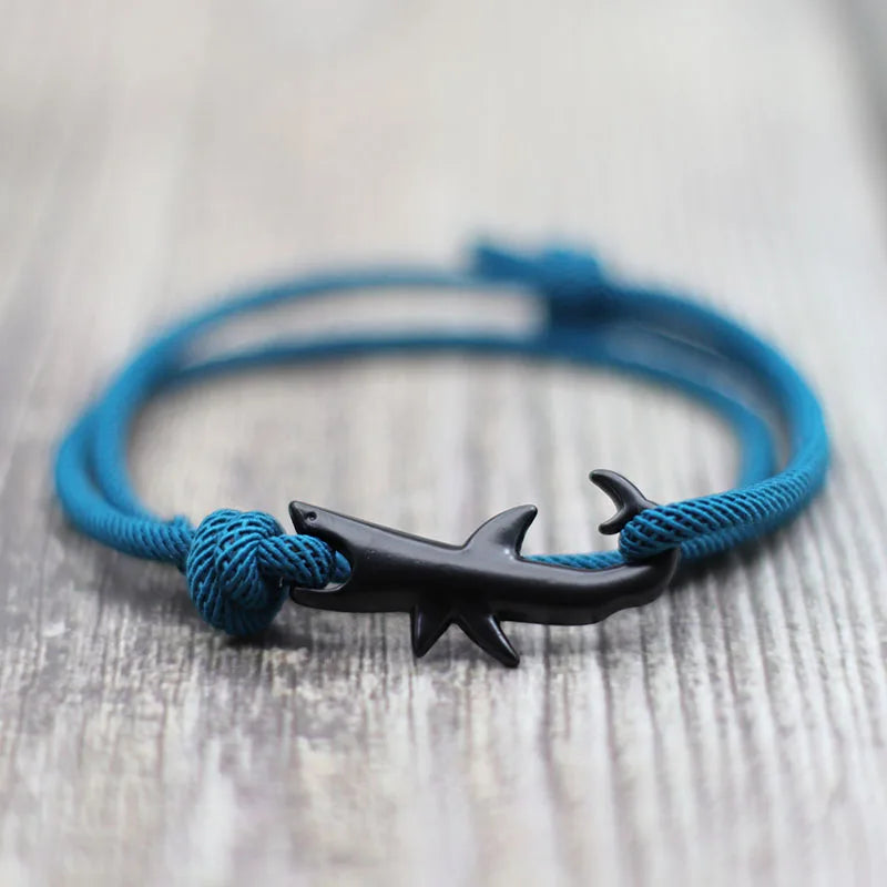 Noter Shark Bracelet Unisex Double Layer Adjustable 3mm Cord Chain Braclet Beach Jewelry Accessories Surfer Braslet - Image 1
