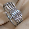 Stainless Steel Zircon Creative Bangles Bracelets For Women Bowknot Leaf Twist Wristband Wide Jewelry - Image 16