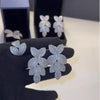 Natural Design Jewelry Full Paved Cubic Zirconia CZ Bloom Flower Sparking Bling Earring For Women Girl - Image 1