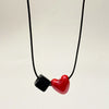 Long Black Braided Cord Ceramic Heart Pendant Necklace Niche Retro Minimalist Elegant Choker for Women - Image 9