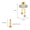 Titanium Bowknot Dangle Chain Flat Back Stud 18G 16G Threadless Push Pin Bow Cartilage Helix Ear Piercing - Image 16