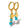 Asymmetric Stone and Eight Pointed Star Combination Pendant Earrings for Women, Stainless Steel Hoop Jewelry - Image 9