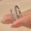 2 pcs Silve Shiny Zircon Stone Ring For Women Engagement Wedding couple rings - Image 2