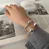 Silver Punk Bangle Pearl Star Love Heart Geometric Golden Bracelet For Woman Girl Jewelry Gift - Image 6