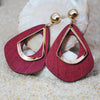 Vintage Hollow Water Droplet Dangle Earrings for Women Metal Wood Double Layer Hollow Out Geometric Drop Earrings Jewelry - Image 5