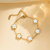 Five-Leaf Flower Stainless Steel Bracelet with Adjustable Design - Image 8