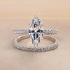 2Pcs/Set Wedding Rings for Women Bright Marquise Zirconia Finger Jewelry Silver Color Accessories - Image 5