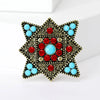 Turquoise Blue Brooches for Women Unisex Tibetan Style Pins Star Rhinestone Office Party Friend Gifts Jewelry Accessories - Image 3