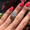 Pear-Cut Cubic Zirconia Ring with Pavé Band in Silver-Tone - Image 10