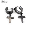 2PCS Stainless Steel Star Cross Snake Spike Skull Sword Blade Chain Feather Spider Dangle Women Men Huggie Hoop Earrings - Image 24
