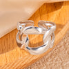 316L Stainless Steel Leaf Stripe Weave Chain Open Ring for Women Men Special Punk Jewelry Gifts - Image 6