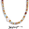 Stone Freshwater Pearl Collar Chain Necklace Stainless Steel Handmade Stylish Beads Jewelry Gift - Image 1