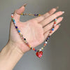 Colorful Glass Bead Necklace with Heart Pendant - Image 2