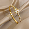 316L Stainless Steel Inlaid Zircon Star Twisted Flower Cuff Bracelet Bangle For Women Men Stackable Charm Jewelry - Image 10